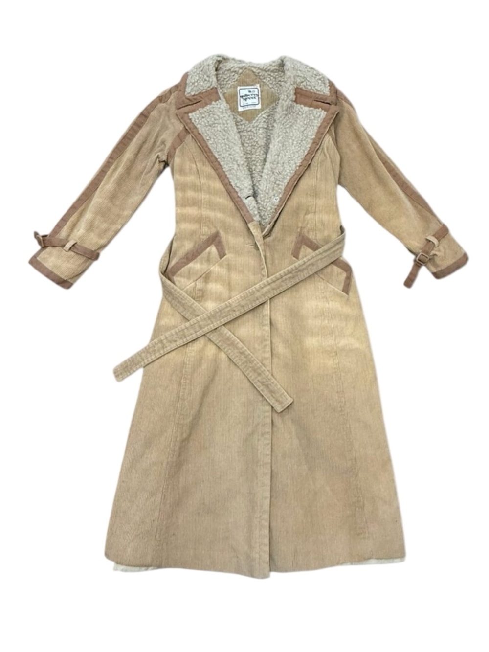 Vintage Mulberry Street Tan Corduroy Sherpa-Lined Coat 1990s